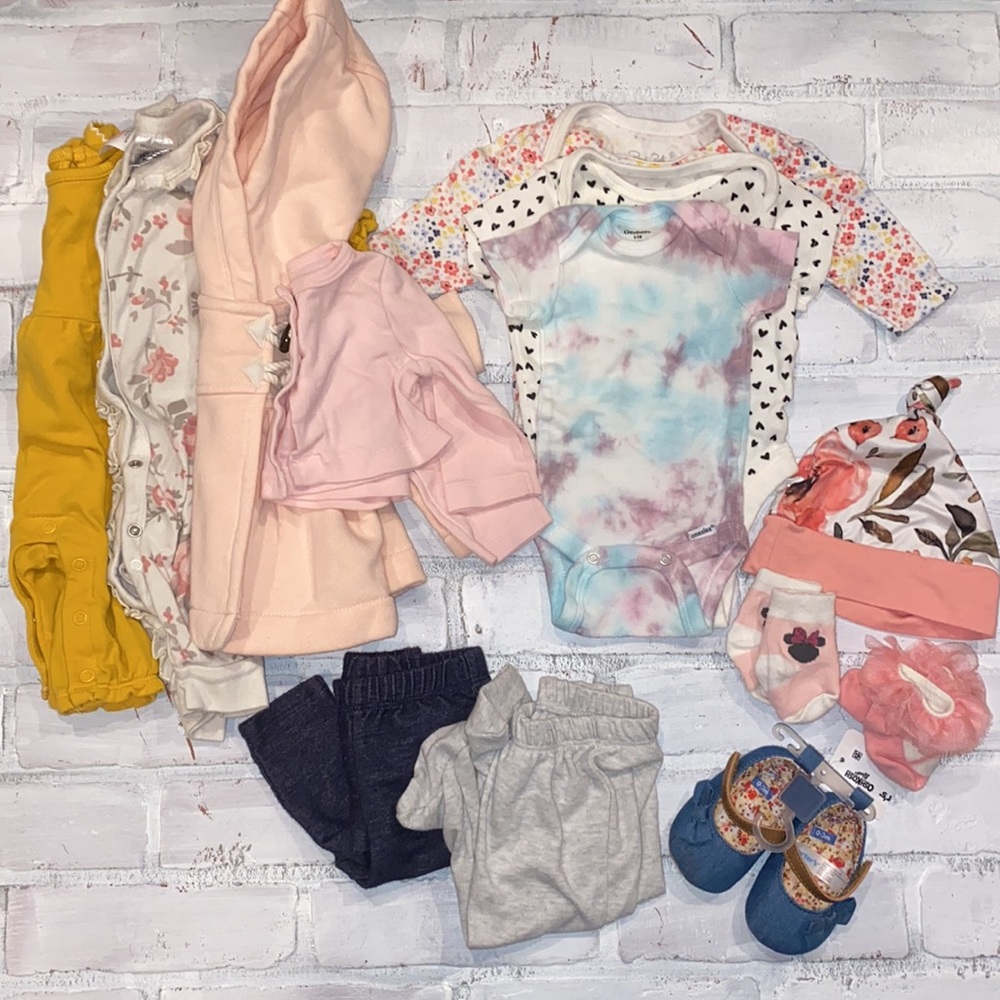 Babygirl 0/3m romper onesie pants bundle!!